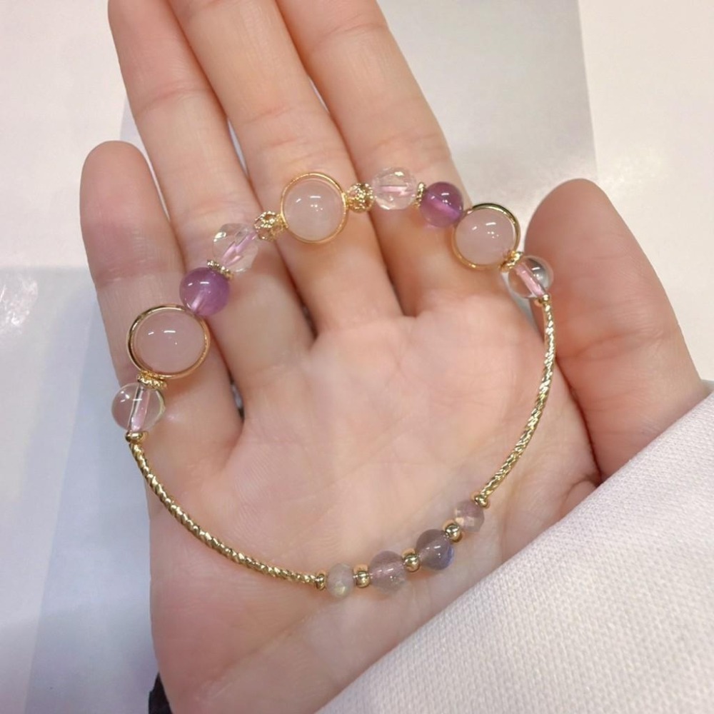 Tizy原創💜紫水晶粉水晶手鏈❗️顯白系列水晶-細節圖2