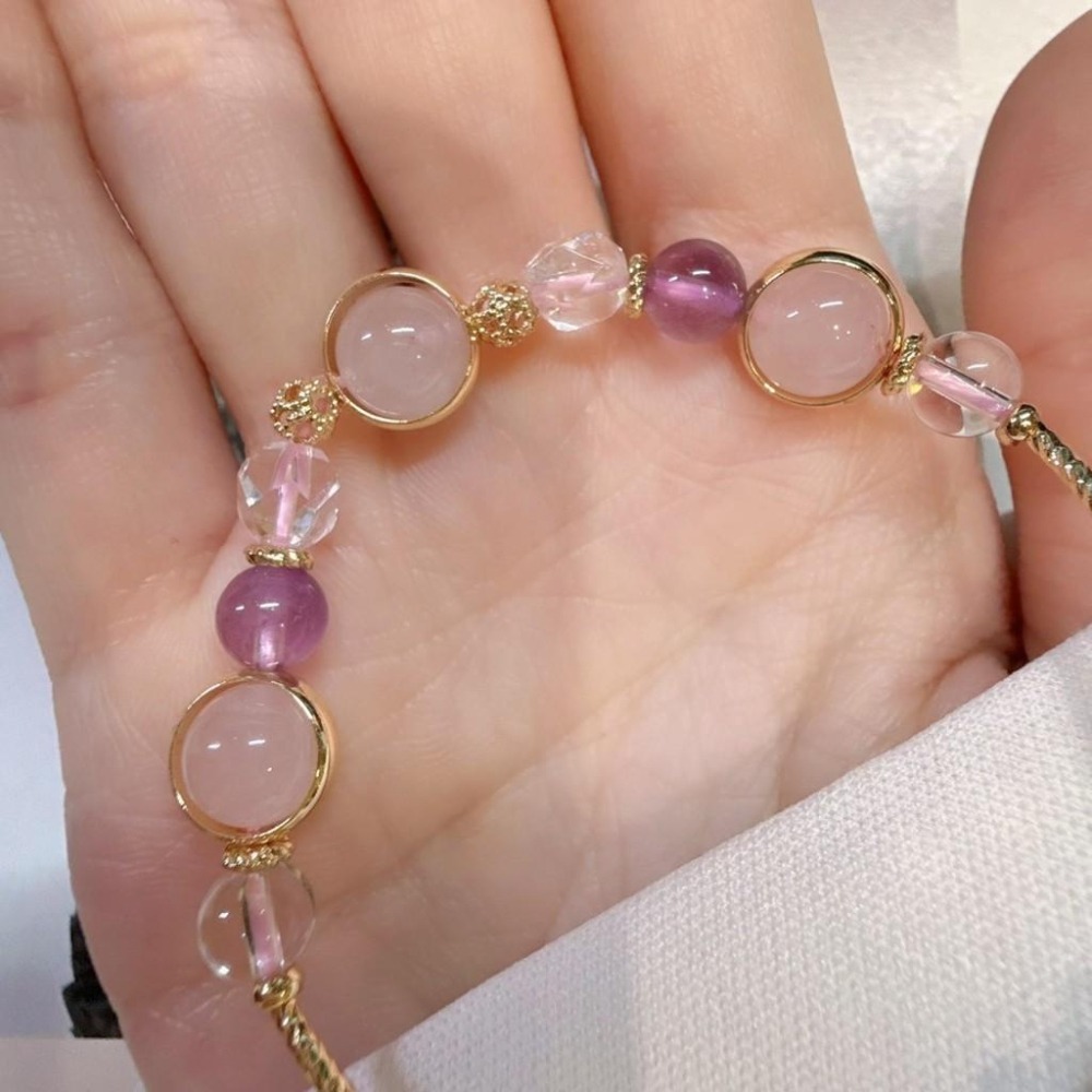 Tizy原創💜紫水晶粉水晶手鏈❗️顯白系列水晶-細節圖3