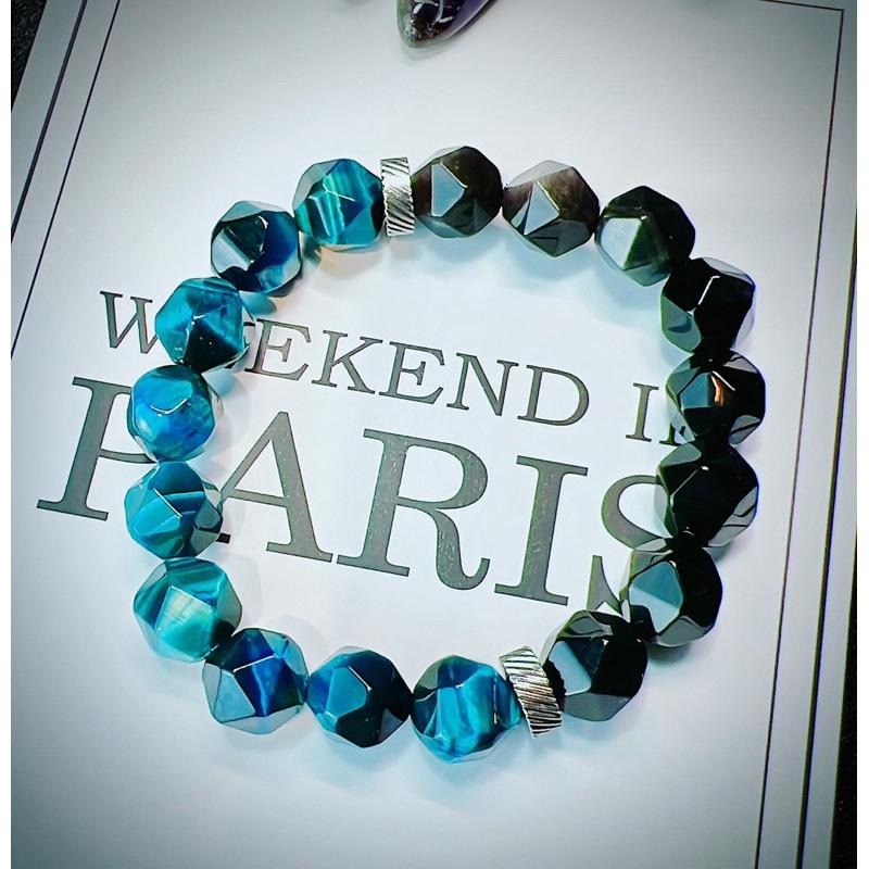 【Tizy】 水晶手鍊#藍虎眼X黑曜石 財運、擋煞-細節圖2