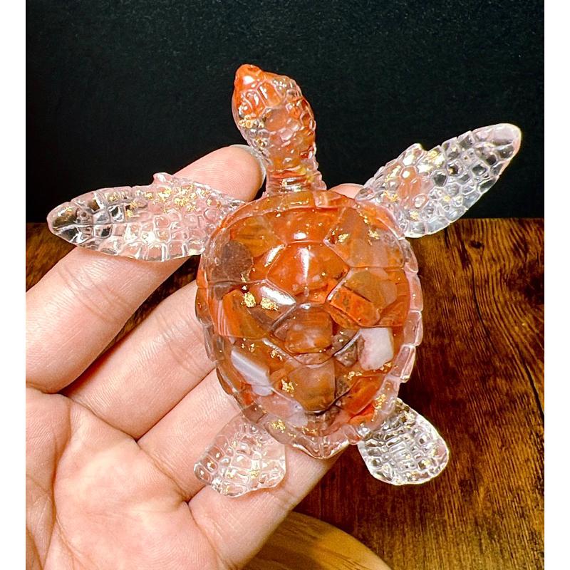 〔Tizy手作擺設〕健康長壽🔥海龜🐢天然水晶金箔-細節圖2