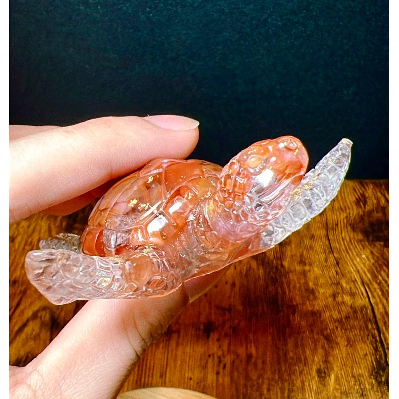 〔Tizy手作擺設〕健康長壽🔥海龜🐢天然水晶金箔-細節圖3