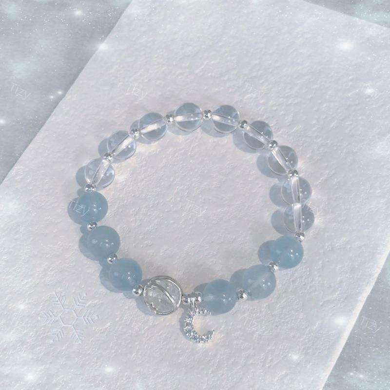 天然水晶💎海藍寶/白水晶（925純銀⚠️）手鍊❗️-細節圖4