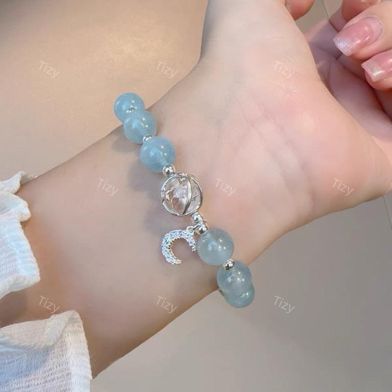 天然水晶💎海藍寶/白水晶（925純銀⚠️）手鍊❗️-細節圖5