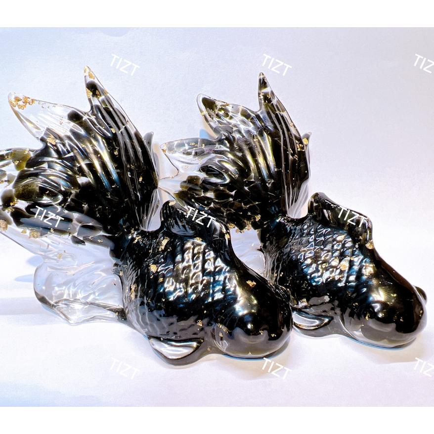 〔Tizy手作擺設〕天然水晶 擋煞黑金魚🐟護身避邪、防小人、開光-細節圖2
