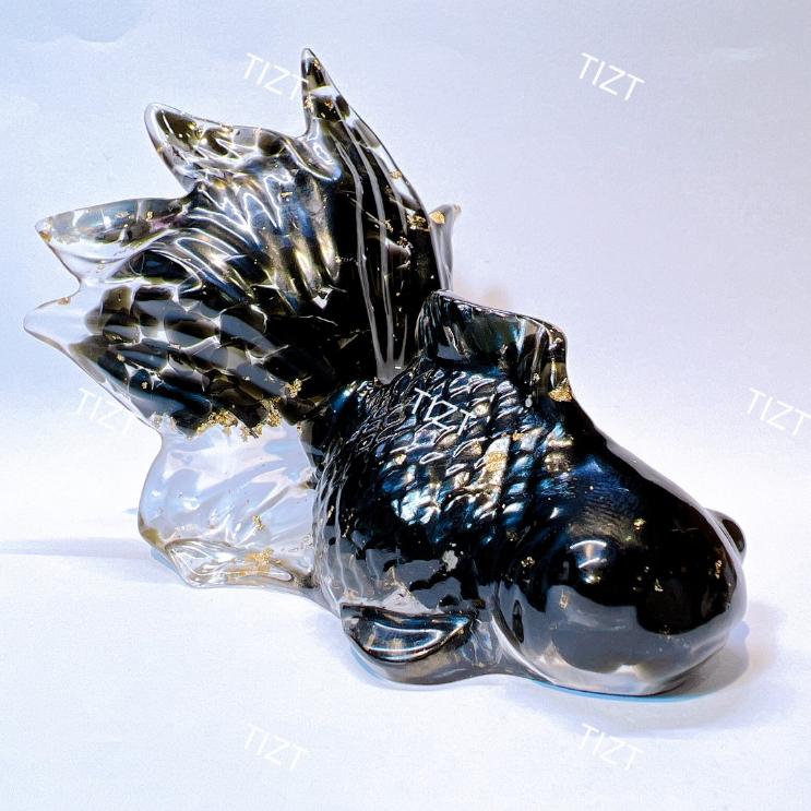 〔Tizy手作擺設〕天然水晶 擋煞黑金魚🐟護身避邪、防小人、開光-細節圖3