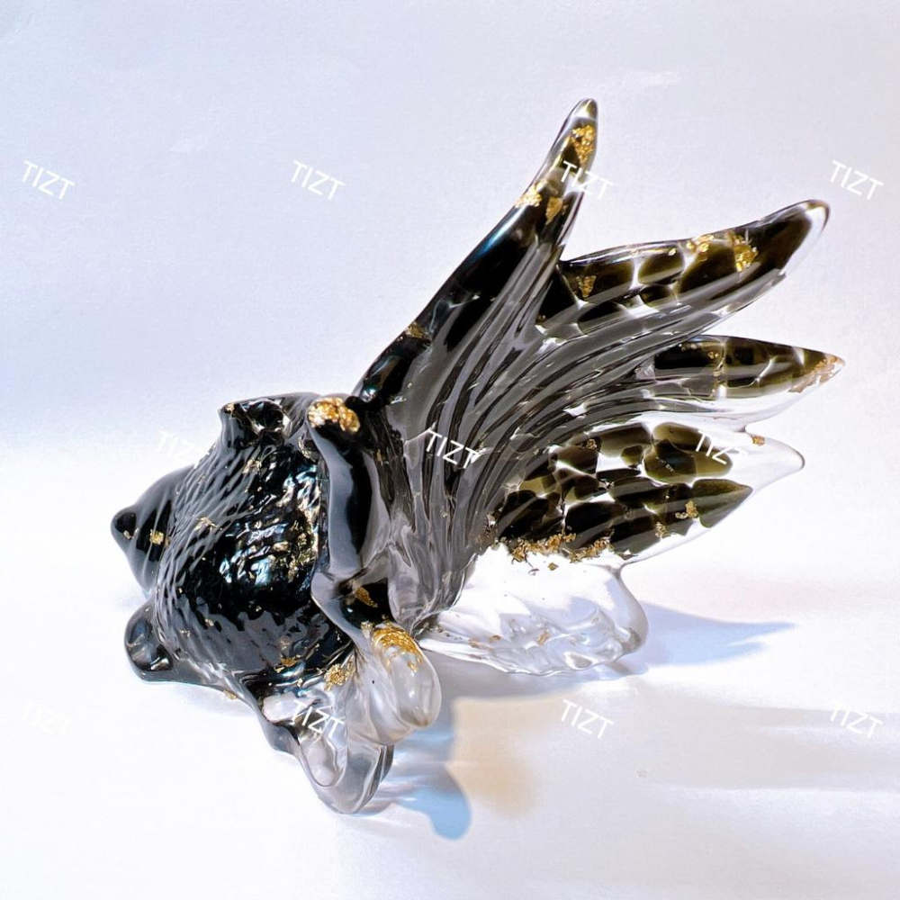 〔Tizy手作擺設〕天然水晶 擋煞黑金魚🐟護身避邪、防小人、開光-細節圖4