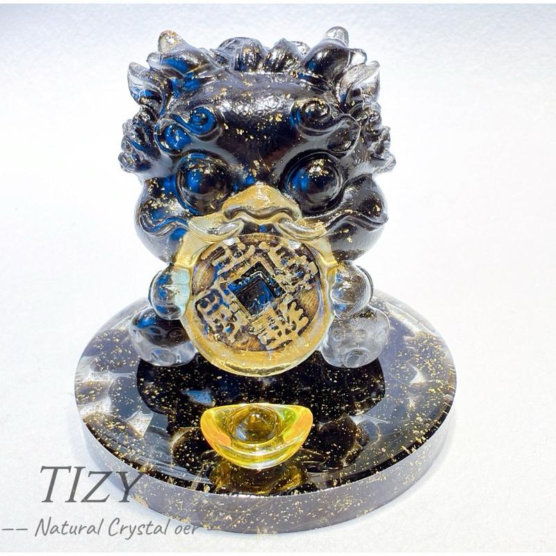 〔Tizy手作擺設〕開光招財、擋煞、防小人🔥吞金獸貔貅🔥天然水晶碎石金箔-細節圖5