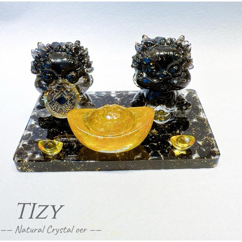 〔Tizy手作擺設〕開光招財、擋煞、防小人🔥吞金獸貔貅🔥天然水晶碎石金箔-細節圖6