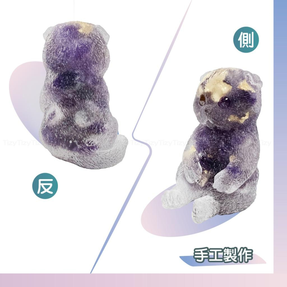 〔Tizy手作擺設〕水晶招財貓🔥精細款❗️天然水晶碎石金箔🐱送禮自用皆可-細節圖3