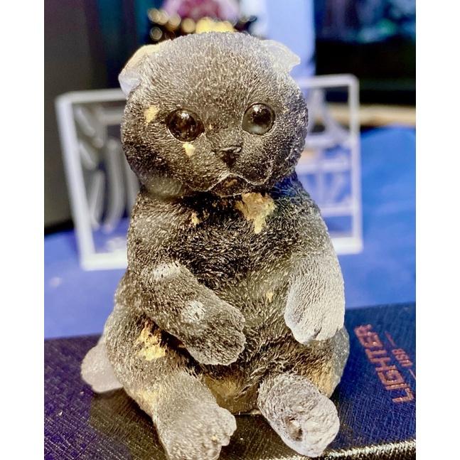 〔Tizy手作擺設〕水晶招財貓🔥精細款❗️天然水晶碎石金箔🐱送禮自用皆可-細節圖5