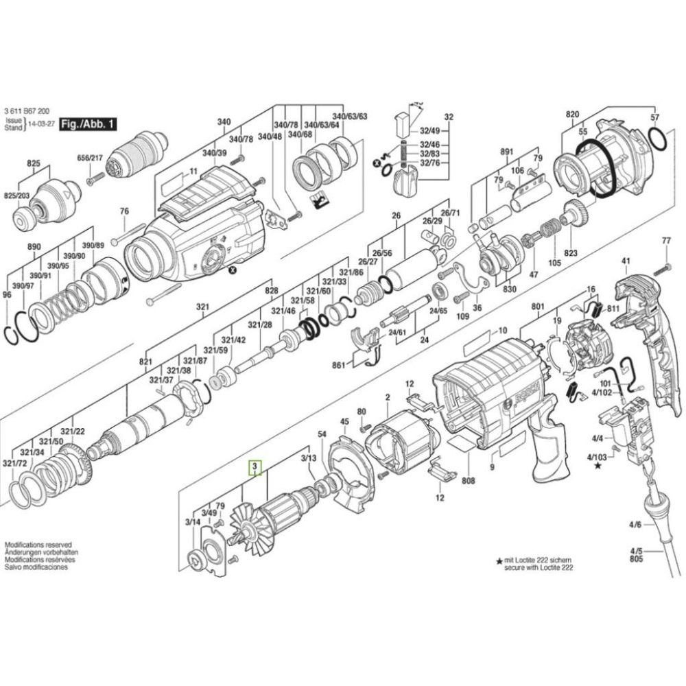 BOSCH博世 GBH 2-28D GBH 2-28DFV 馬達心 #3 #原廠品 #1 614 010 272 #E3-細節圖2