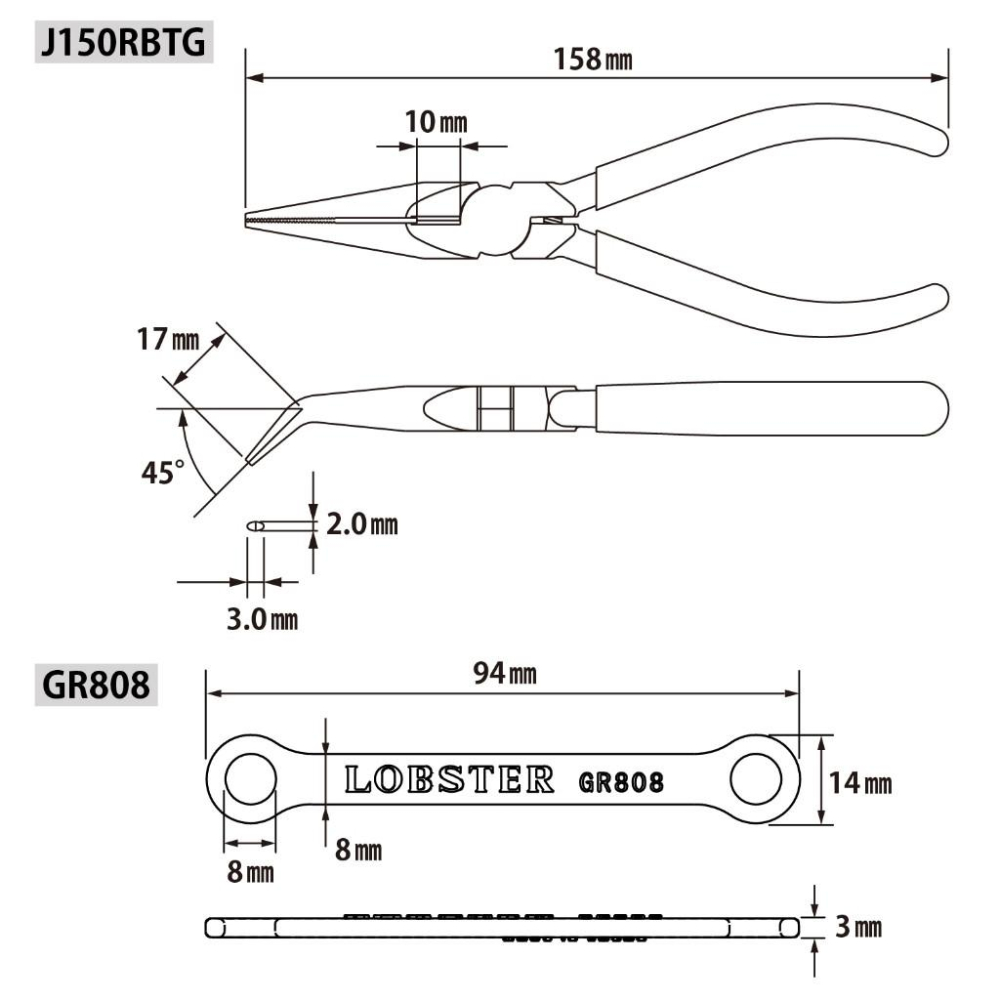 ~永銓工具~ LOBSTER 蝦牌 J150RBTG 縱曲尖嘴鉗#日本製#D1-7-細節圖3