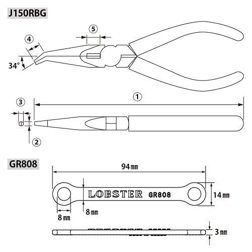 ~永銓工具~LOBSTER 蝦牌 J-CRAFT系列 J150RBG 前端橫曲 尖嘴鉗 #C10-8#日本製-細節圖3