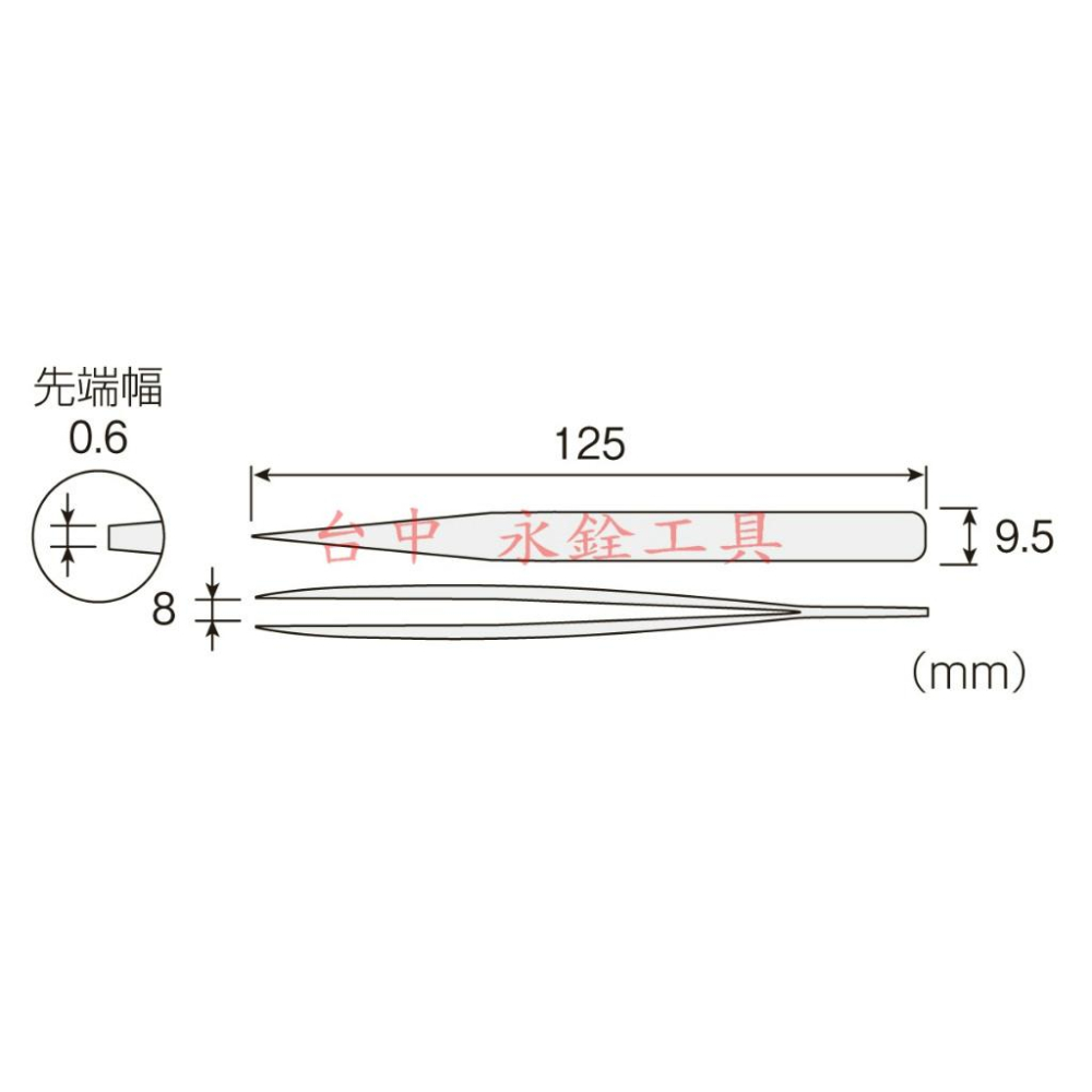 ~永銓工具~寶山 HOZAN P-891 強力型 不鏽鋼鑷子 (尖端0.6mm)#原廠品#I8-4#巴基斯坦製-細節圖4