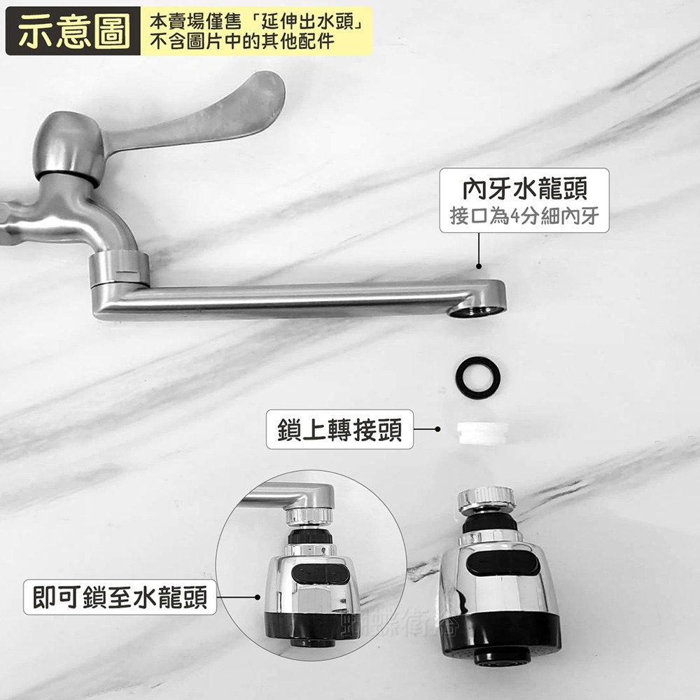 蝴蝶衛浴~【兩段式出水頭】四款.大出水頭+花灑噴頭.按鍵切換.360度轉動.起泡器.起泡頭.整流器.花灑頭-細節圖4