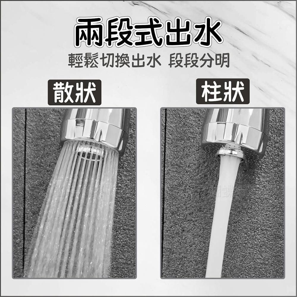 蝴蝶衛浴~【兩段式出水頭】四款.大出水頭+花灑噴頭.按鍵切換.360度轉動.起泡器.起泡頭.整流器.花灑頭-細節圖5