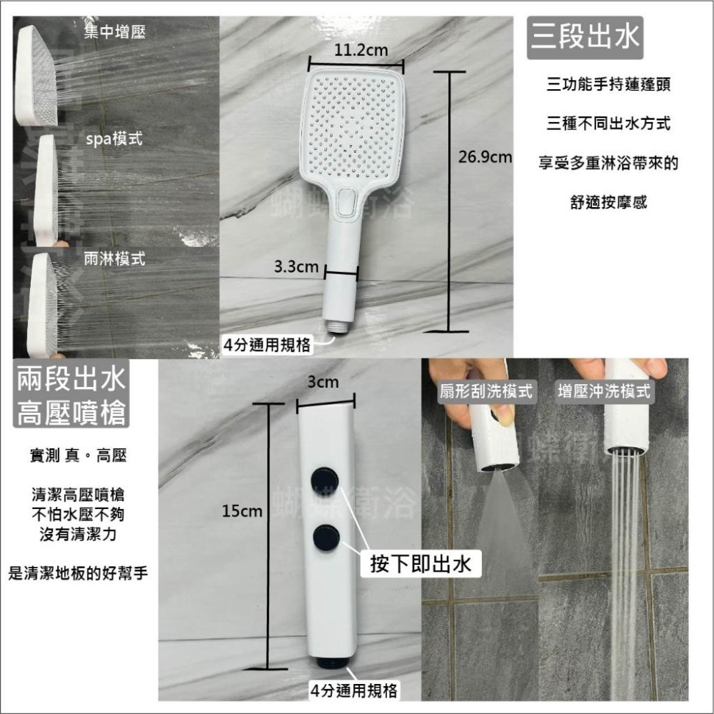 蝴蝶衛浴~【多功能沐浴龍頭】四功能.冷熱水龍頭.LED溫度顯示.氛圍燈.花灑+淋浴+高壓噴槍+下出水-細節圖4