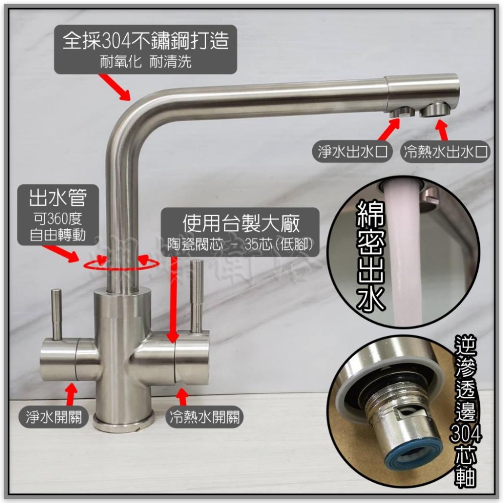 蝴蝶衛浴~【LF無鉛認證 35芯】304不鏽鋼三用廚房水龍頭.無鉛水龍頭.飲水用水龍頭-細節圖5