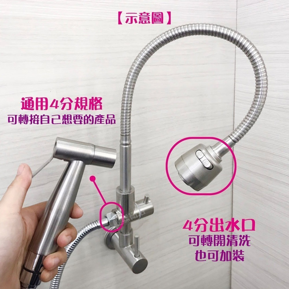 蝴蝶衛浴~304不鏽鋼【單冷壁式兩用水龍頭】萬向大頭.單冷水.整合型兩用龍頭.壁式龍頭.萬向管-細節圖4