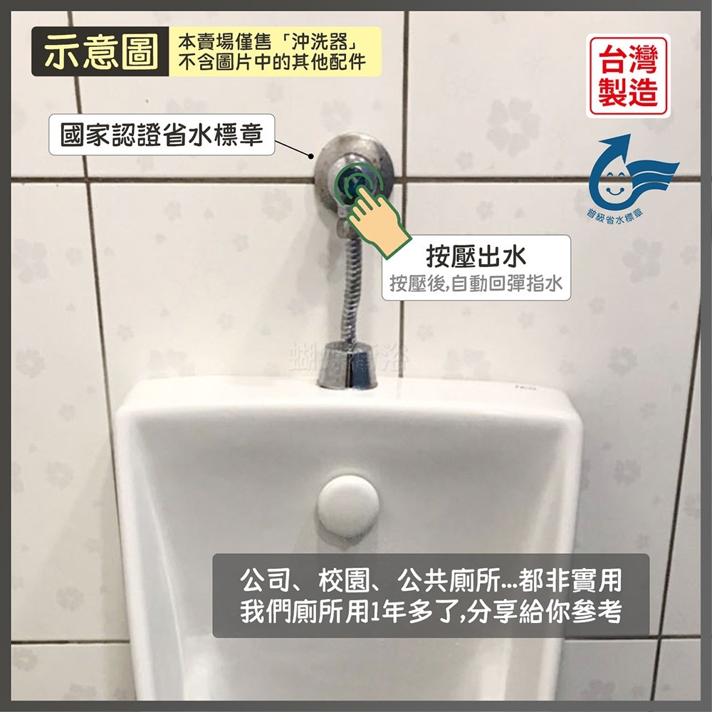 蝴蝶衛浴~【固定式-小便斗沖水器】台灣製.省水標章.手壓沖水凡而.省水小便斗.指壓沖水器-細節圖4