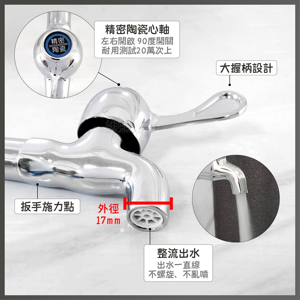 蝴蝶衛浴~台製【精密陶瓷長栓】單冷水龍頭-細節圖3