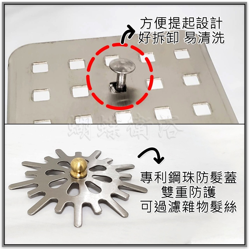 蝴蝶衛浴~【台製阿水師 10x20cm地排】304不鏽鋼集水槽.一體成型.長條型地板落水頭.台灣製造.大流量-細節圖6
