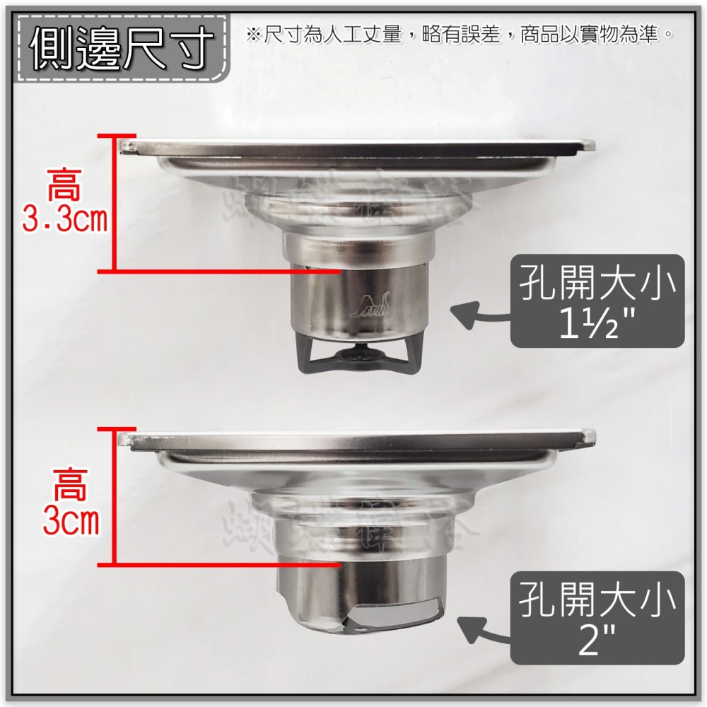 蝴蝶衛浴~【阿木師 10X10CM地排】不鏽鋼地板落水頭.ABS塑鋼水門.ST水門.防蟲防臭.台製-細節圖3