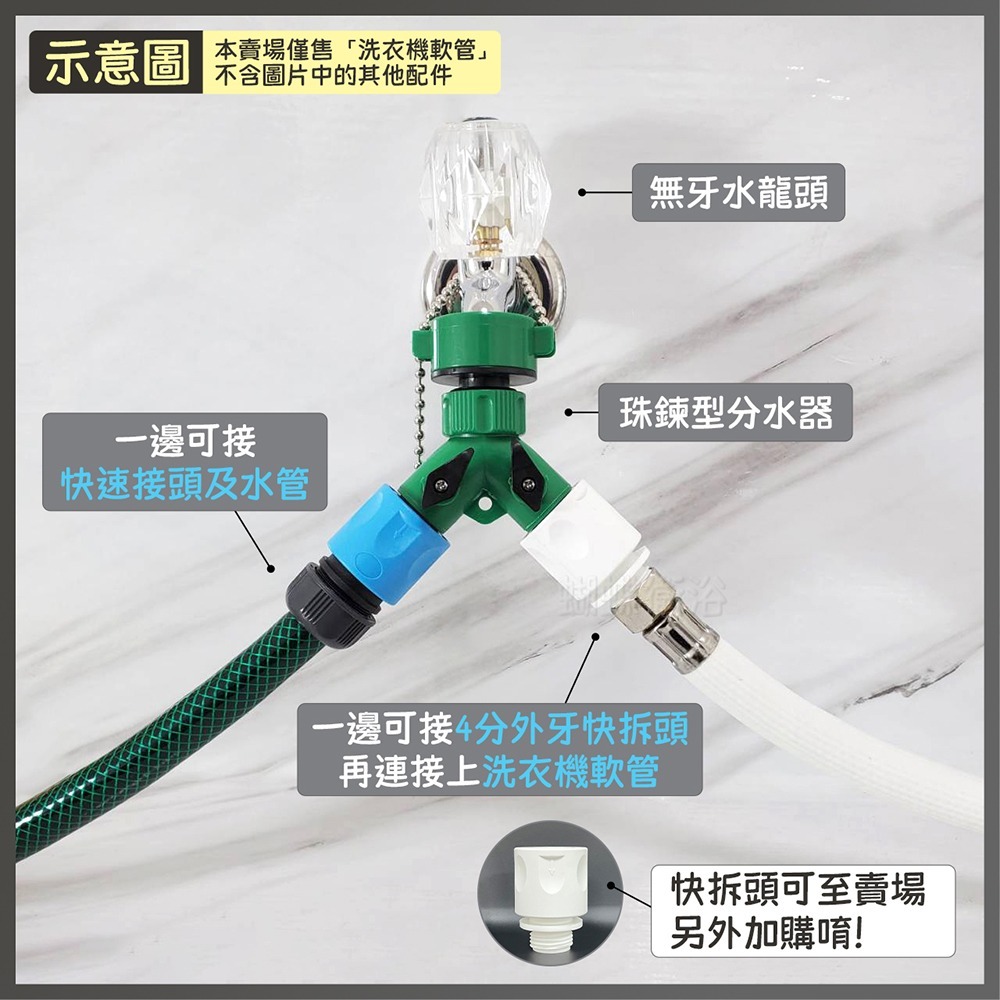 蝴蝶衛浴~【台製 洗衣機軟管】4分牙接口/6分牙接口.可客製長度歡迎詢問.可鎖外牙出水開關.排水軟管-細節圖4