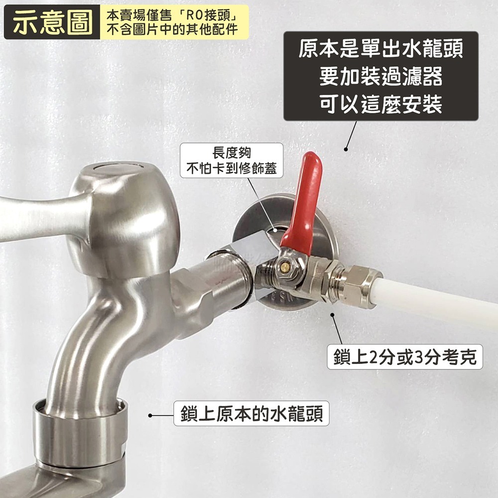 蝴蝶衛浴~【台製 4分RO接頭】有孔/無孔.加裝逆滲透接頭.逆滲透開關.逆滲透接頭-細節圖3