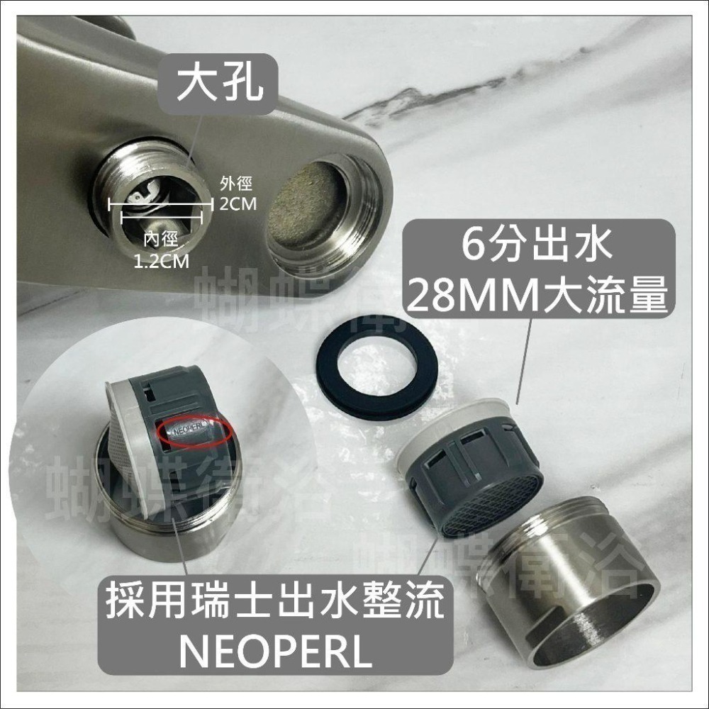 蝴蝶衛浴~【47芯沐浴龍頭】304不鏽鋼沐浴龍頭.NEOPERL出水口-細節圖4