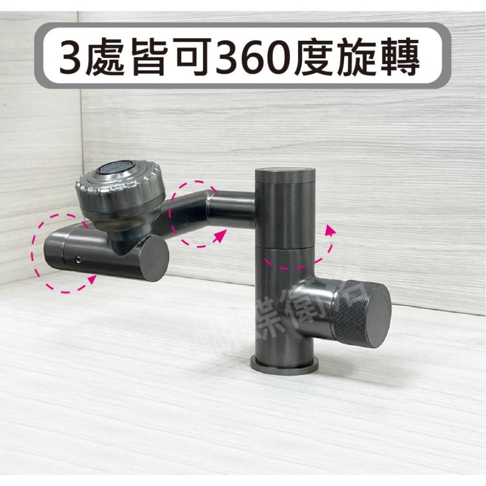 蝴蝶衛浴~【單孔面盆龍頭】冷熱混合.溫度顯示大廣角水龍頭.360度多角度.旋轉型水龍頭.招財貓造型-細節圖5