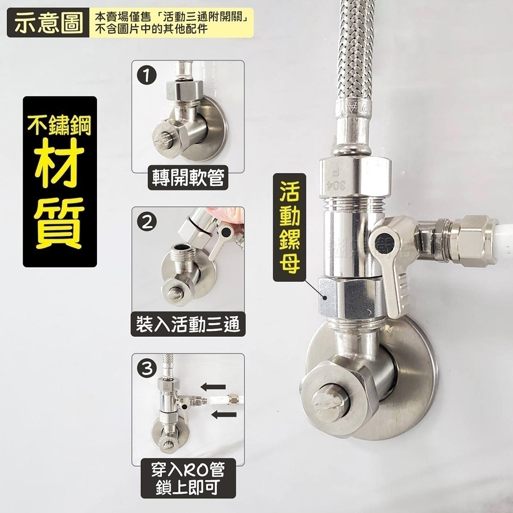 蝴蝶衛浴~【活動三通附開關】淨水器用.RO三通接頭.加裝逆滲透開關.一體成形RO電鍍球閥-細節圖5