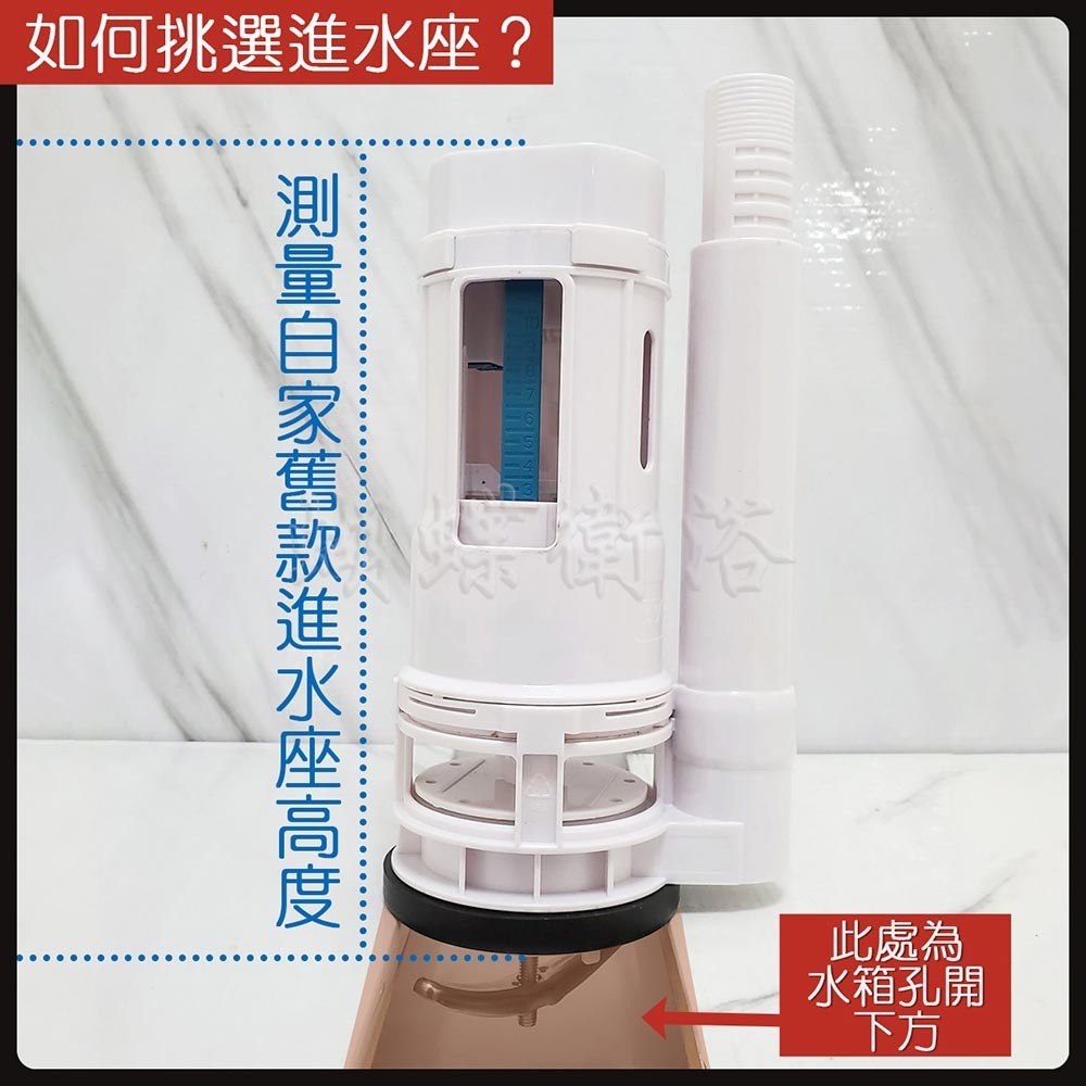 蝴蝶衛浴~【歐式單體上壓2段進水座】大小號出水可調整.馬桶落水器.排水器.排水閥.單體.連體-細節圖3