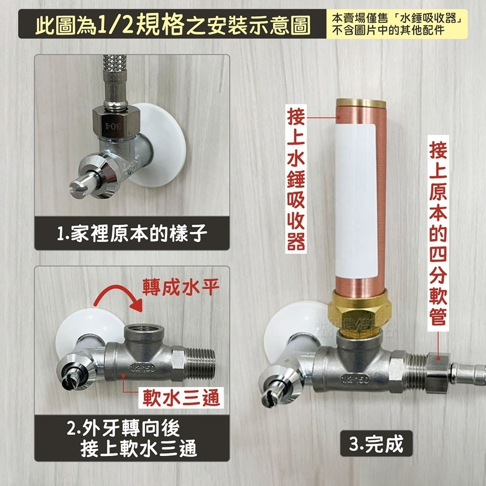 蝴蝶衛浴~【半夜不再被吵醒 水錘吸收器】活塞氣壓式.水錘.快速吸收高樓水擊聲-細節圖3