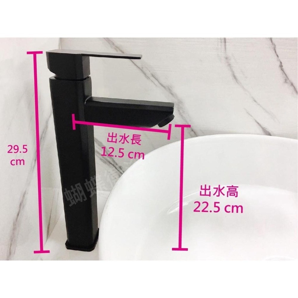 蝴蝶衛浴~【304不鏽鋼霧黑】【加高款 圓潤不刮手】8角型單孔冷熱混合龍頭.黑色水龍頭.角型水龍頭.面盆單孔龍頭-細節圖2