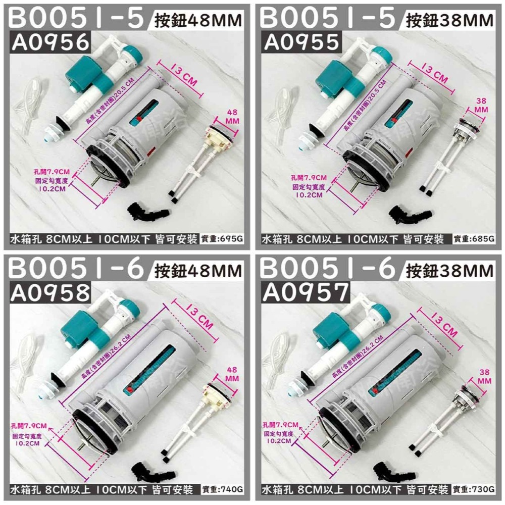 蝴蝶衛浴~【台製 歐式單體組】歐式單體另件兩段式按壓整組另件.大小號分開.節約省水.單體馬桶.連體馬桶用-細節圖7