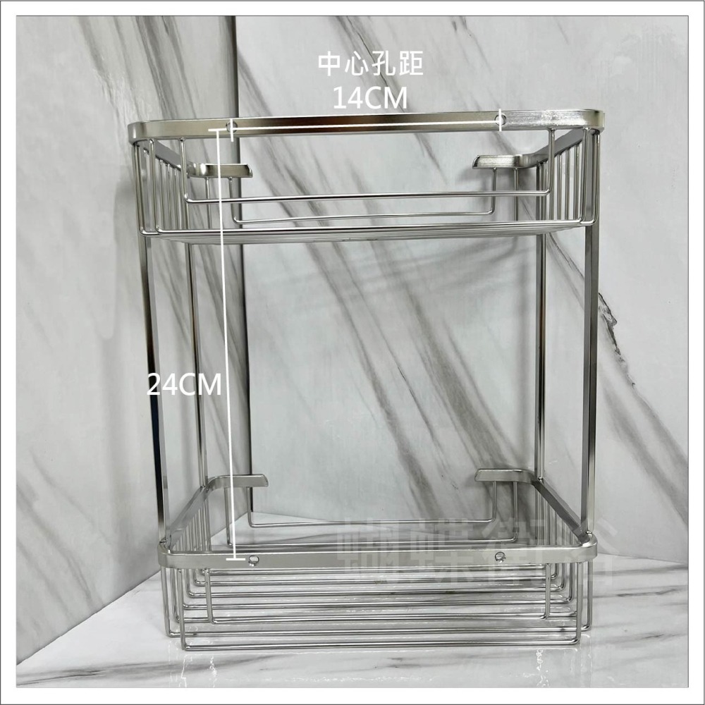 蝴蝶衛浴~【雙層方型置物架】台灣製造MIT.304不銹鋼.沐浴乳架.洗髮精架.牆壁置物架.浴室置物架-細節圖3
