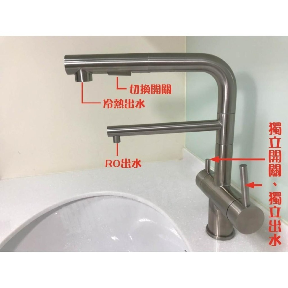 蝴蝶衛浴~4合1抽拉水龍頭.304不鏽鋼.冷熱.逆滲透淨水.四合一-細節圖3