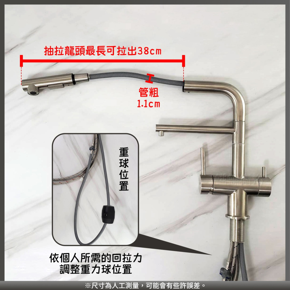 蝴蝶衛浴~4合1抽拉水龍頭.304不鏽鋼.冷熱.逆滲透淨水.四合一-細節圖7