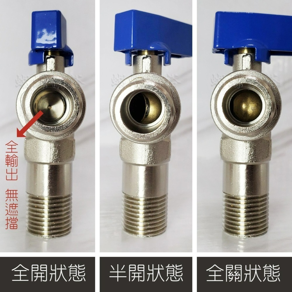 蝴蝶衛浴~【銅製 全通流量 角閥】熱水器用.進水開關.大流量外牙.三角凡而.加大三角閥.球芯角閥.冷熱水皆適用-細節圖5