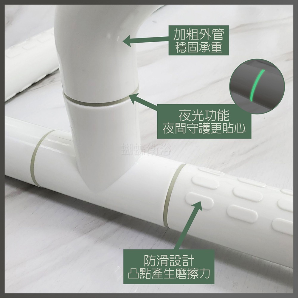 蝴蝶衛浴~【抗菌 面盆型扶手】夜光+抗菌防滑設計.通過SGS抗菌測試.安全扶手-細節圖5