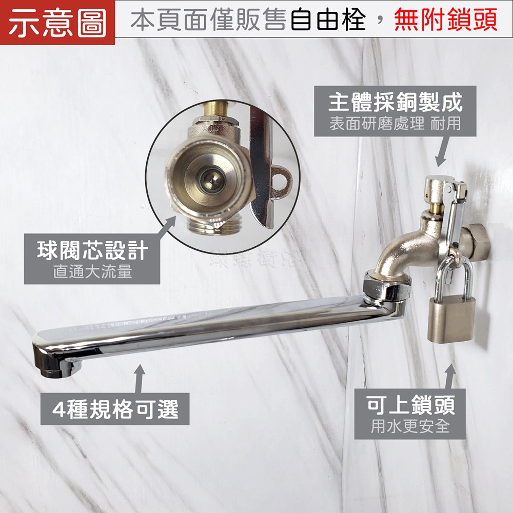 蝴蝶衛浴~【附鎖自由栓 球閥】4種規格可選.六分出水口.四分粗牙接口.附鎖共用栓.壁式龍頭.無附修飾蓋-細節圖4