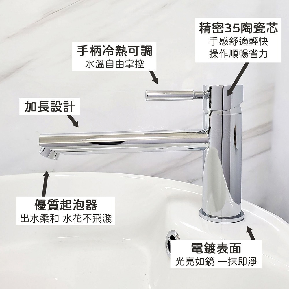 蝴蝶衛浴~【單孔面盆龍頭】台灣製造.省水標章.加長平出水-細節圖3