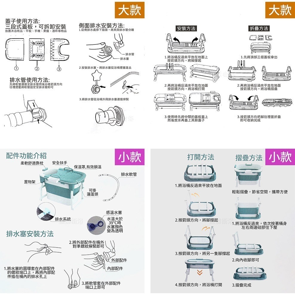 蝴蝶衛浴~免運【歐式摺疊浴桶】塑膠浴缸.摺疊浴缸.沐浴桶.泡澡桶-細節圖8