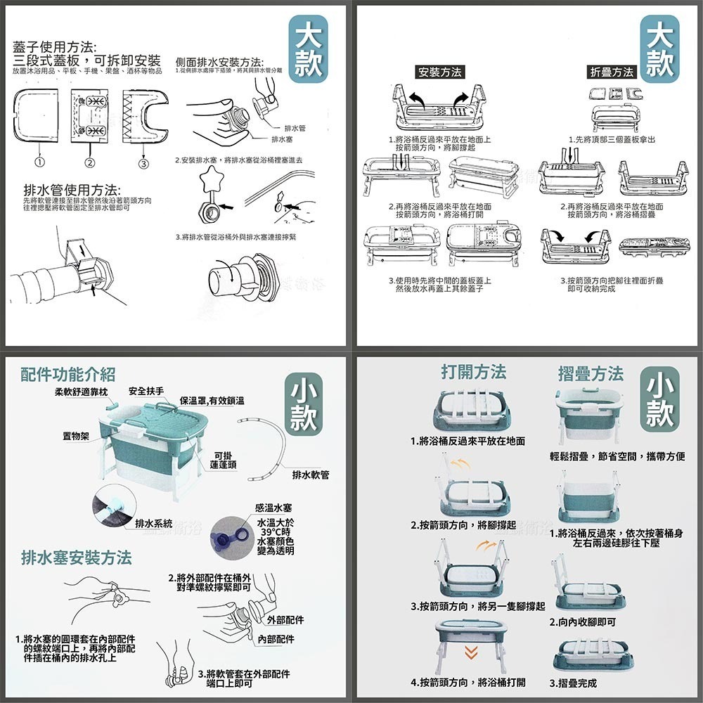 蝴蝶衛浴~【歐式摺疊浴桶】塑膠浴缸.摺疊浴缸.沐浴桶.泡澡桶-細節圖7