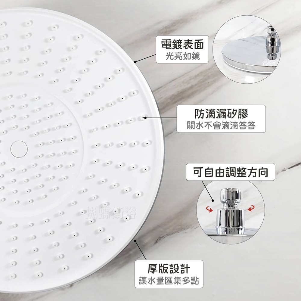 蝴蝶衛浴~【10吋花灑盤】10＂圓型.頂噴蓮蓬頭.出水大圓盤.出水盤.淋浴花灑.高質感電鍍-細節圖3