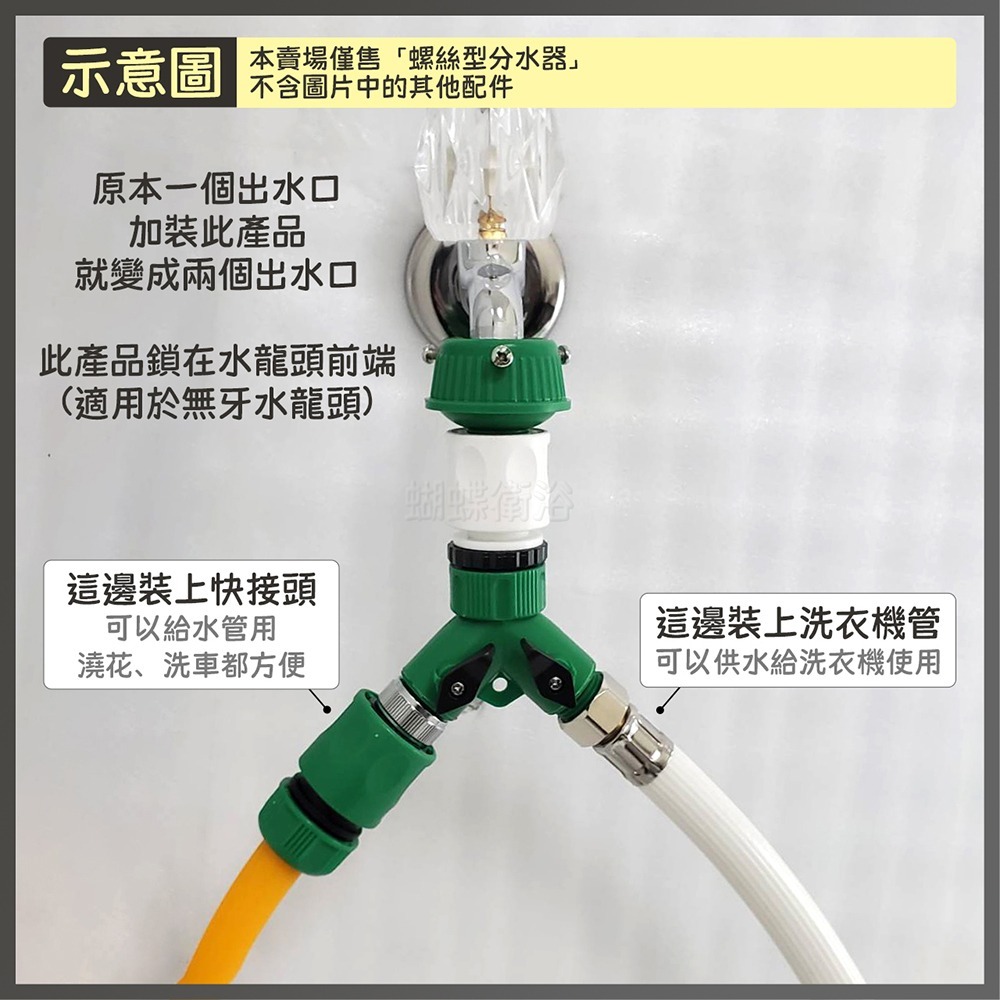 蝴蝶衛浴~台製.螺絲型 水管快速接頭1分2【雙4分粗牙】獨立開關.園藝分水器-細節圖5