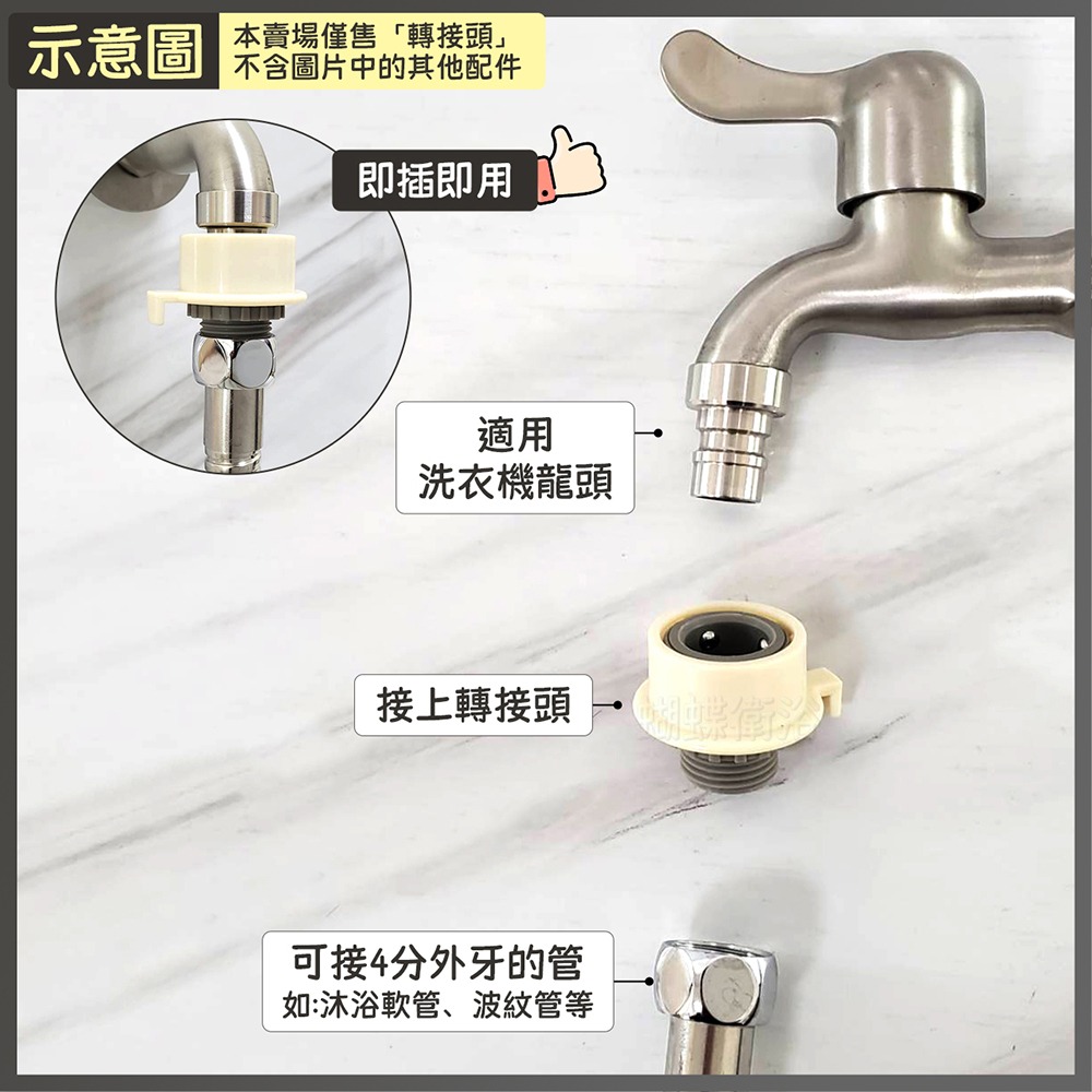 蝴蝶衛浴~【卡扣接頭(4分外牙)】適用洗衣機龍頭.轉接頭.快接頭-細節圖3