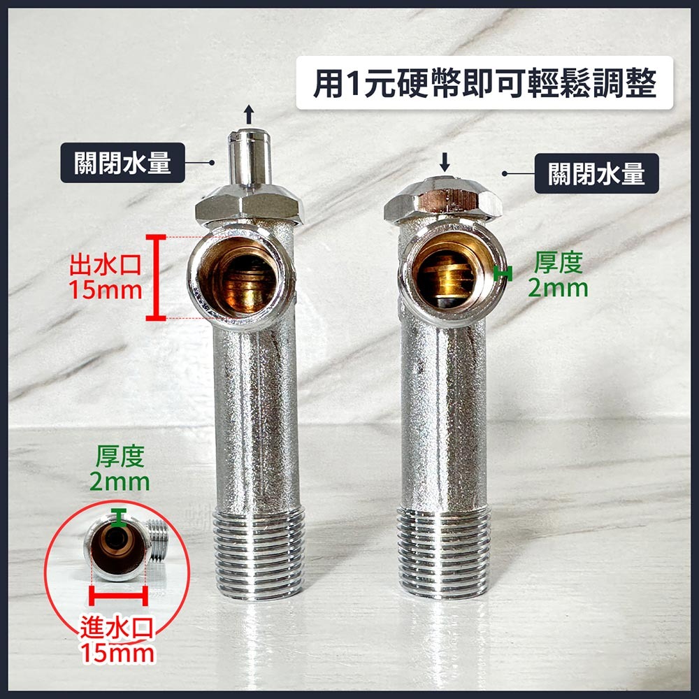 蝴蝶衛浴~【大流量 加長一字銅外牙】全開式角閥.專利大流量外牙.三角外牙.一字凡而.加長外牙-細節圖4