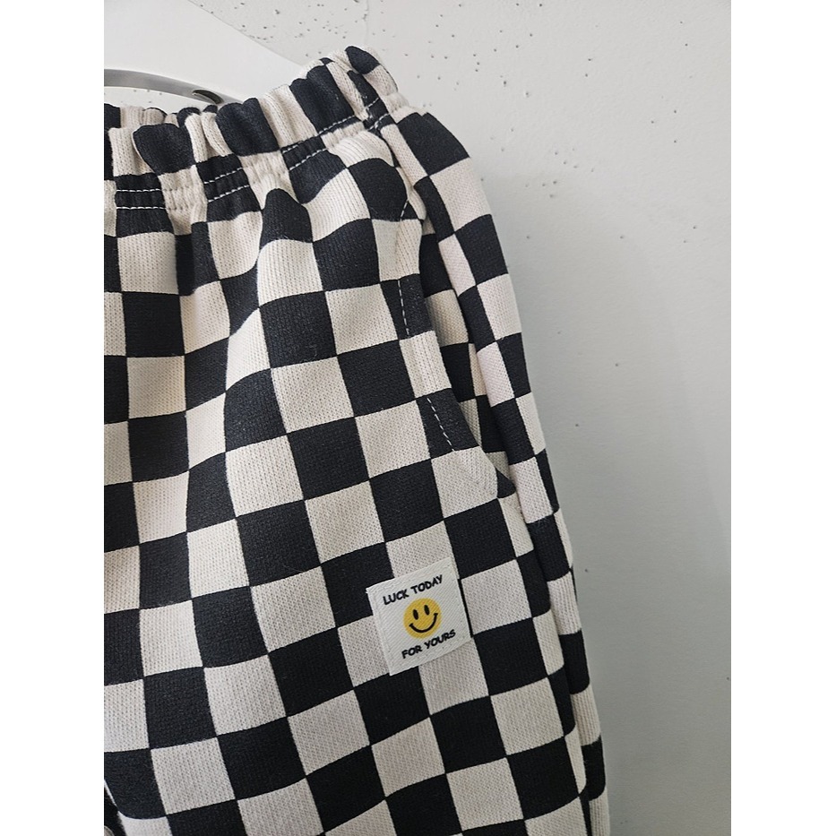 河馬嘟嘟#韓國童裝#每天都想穿~棋盤格棉褲(預購)-細節圖3